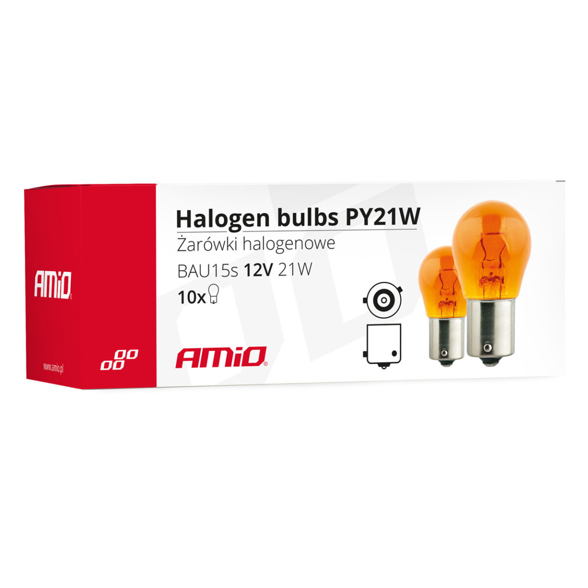 PY21W 12V 21W BAU15s ΜΟΝΟΠΟΛΙΚΟ ΠΟΡΤΟΚΑΛΙ ΠΑΡΑΚΕΝΤΡΟ (ΦΛΑΣ) ΚΟΥΤΙ​ AMIO - 10 ΤΕΜ. - Image 3