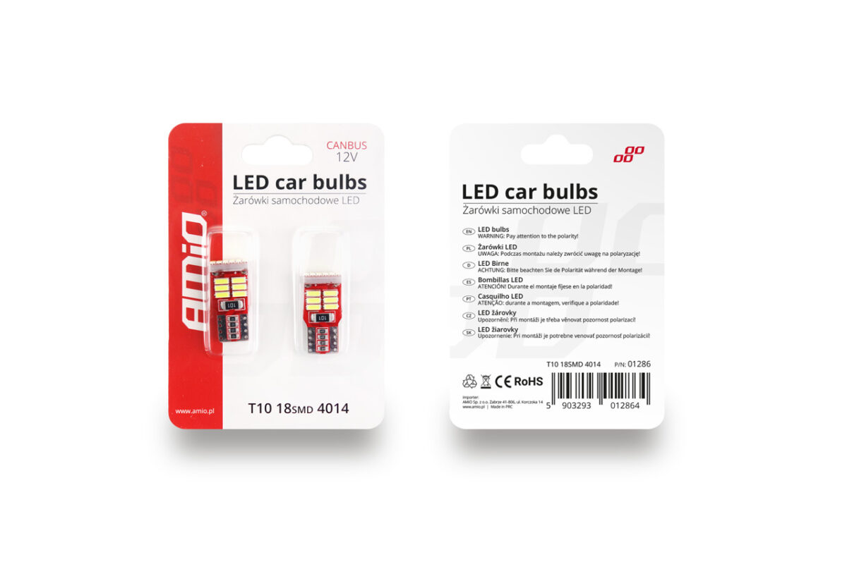 T10 W5W 12V 2,2W LED CAN-BUS 18xSMD4014 ΛΕΥΚΟ 5600K 12x23mm 2ΤΕΜ. - Image 2
