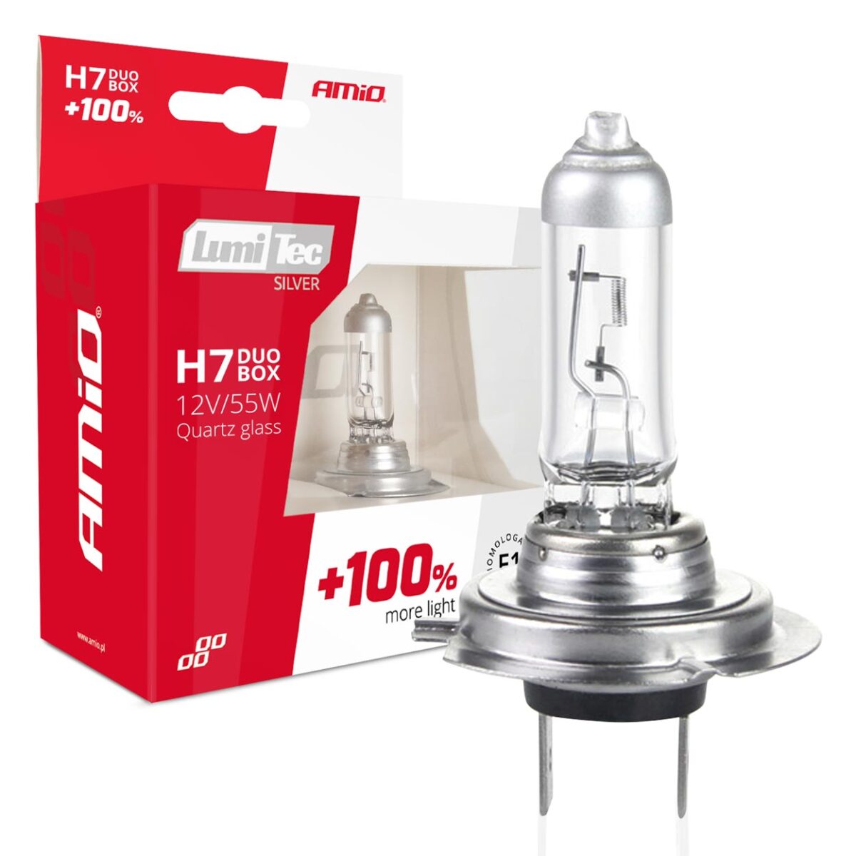 H7 12V 55W PX26d LUMITEC SILVER ΑΛΟΓΟΝΟΥ +100% UP TO 25m AMIO - 2 ΤΕΜ. - Image 1