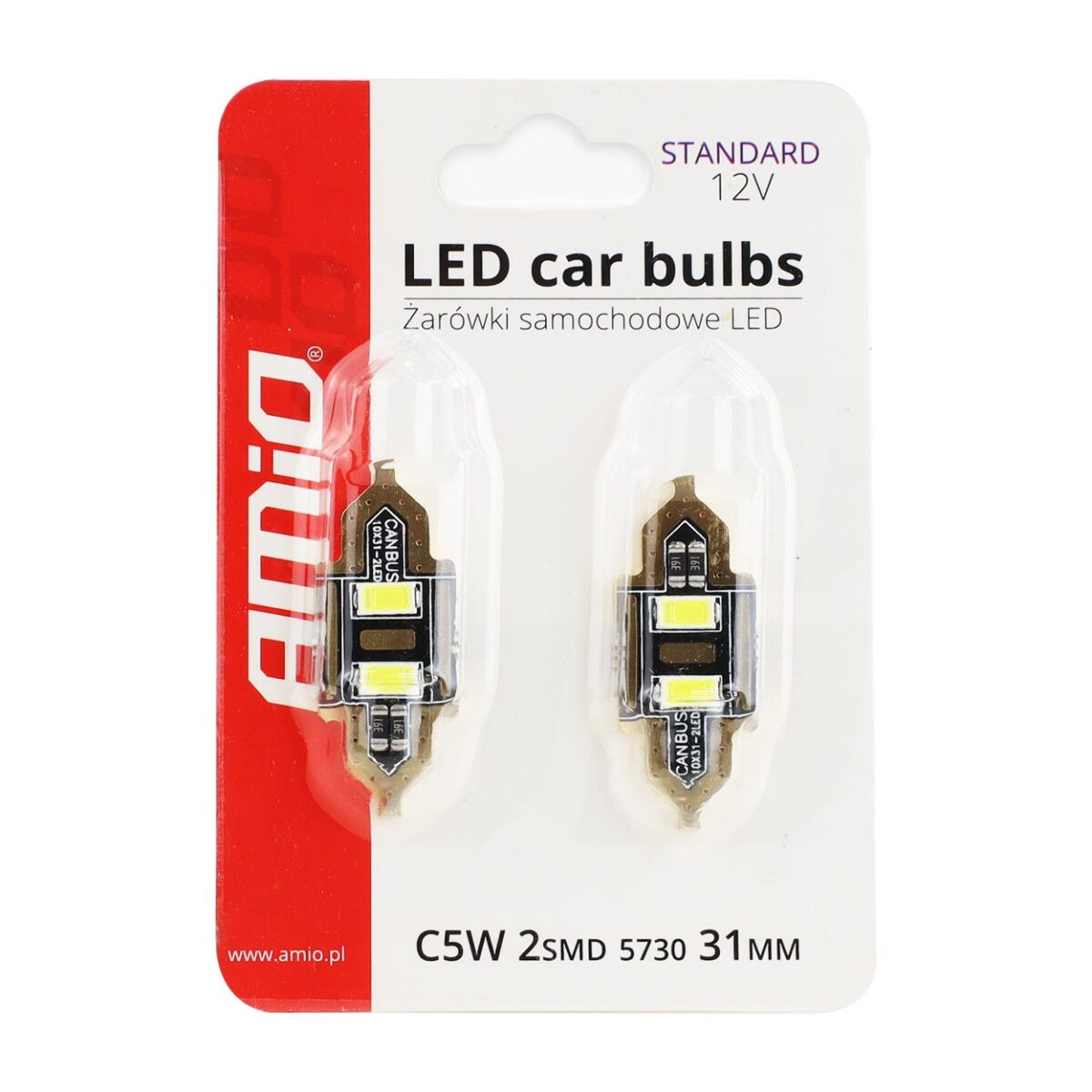 ΛΑΜΠΑΚΙΑ ΠΛΑΦΟΝΙΕΡΑΣ 31mm 12V 5.600K 2xSMD 5730 LED AMIO - 2 ΤΕΜ. - Image 3