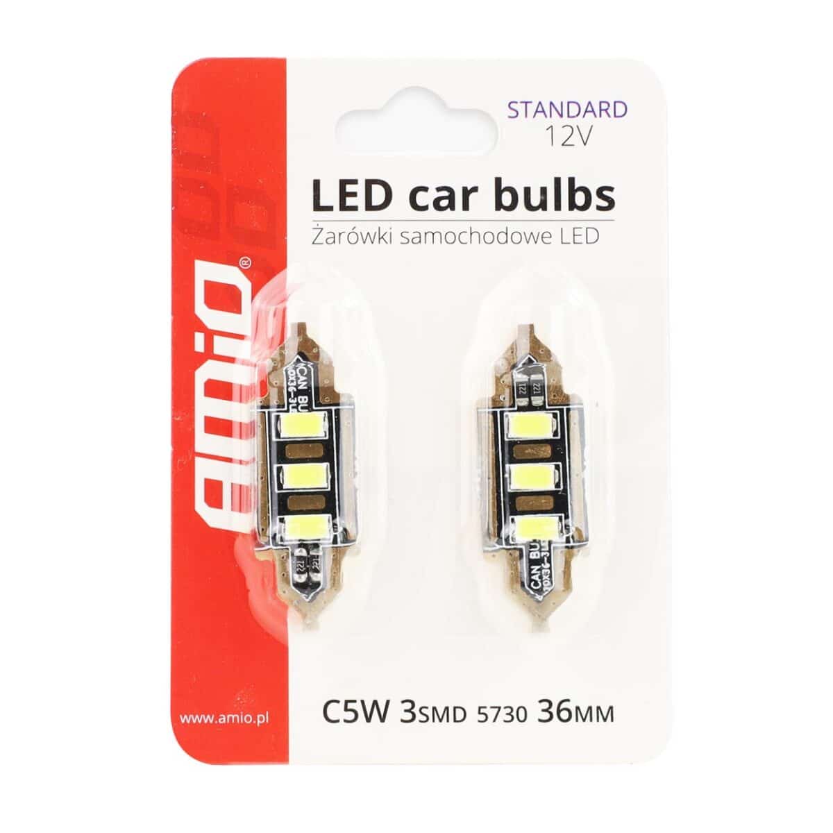 ΛΑΜΠΑΚΙΑ ΠΛΑΦΟΝΙΕΡΑΣ 36mm 12V 5.600K 3xSMD 5730 LED AMIO - 2 ΤΕΜ. - Image 3