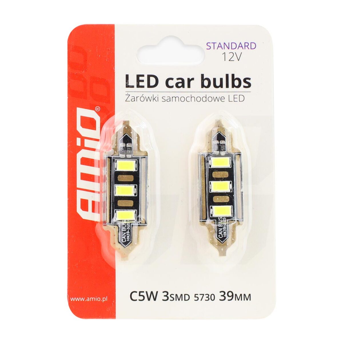 ΛΑΜΠΑΚΙΑ ΠΛΑΦΟΝΙΕΡΑΣ 39mm 12V 5.600K 3xSMD 5730 LED AMIO - 2 ΤΕΜ. - Image 3