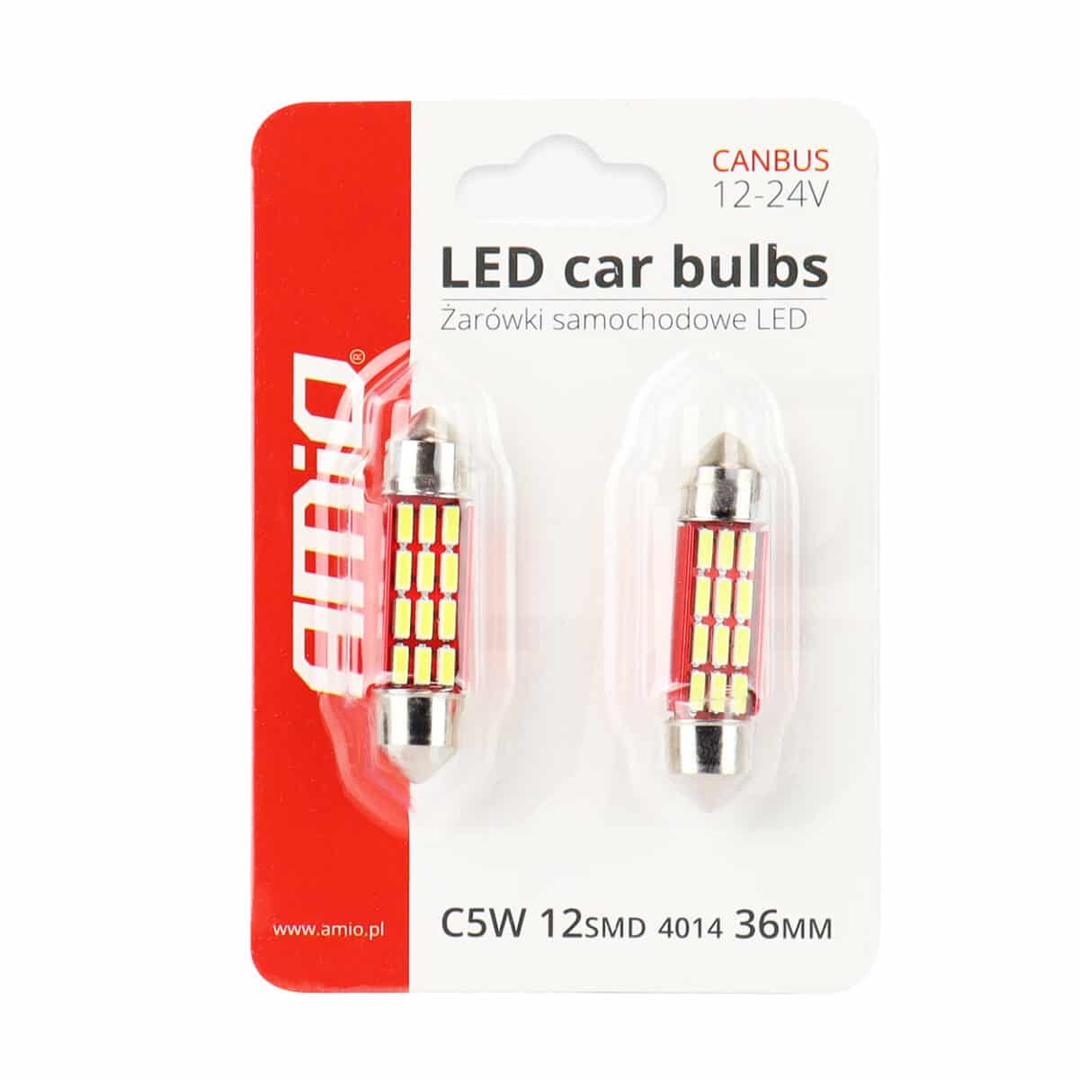 ΛΑΜΠΑΚΙΑ ΠΛΑΦΟΝΙΕΡΑΣ 36mm 12V 5.600K 12xSMD 4014 LED CAN-BUS  AMIO - 2 ΤΕΜ. - Image 3