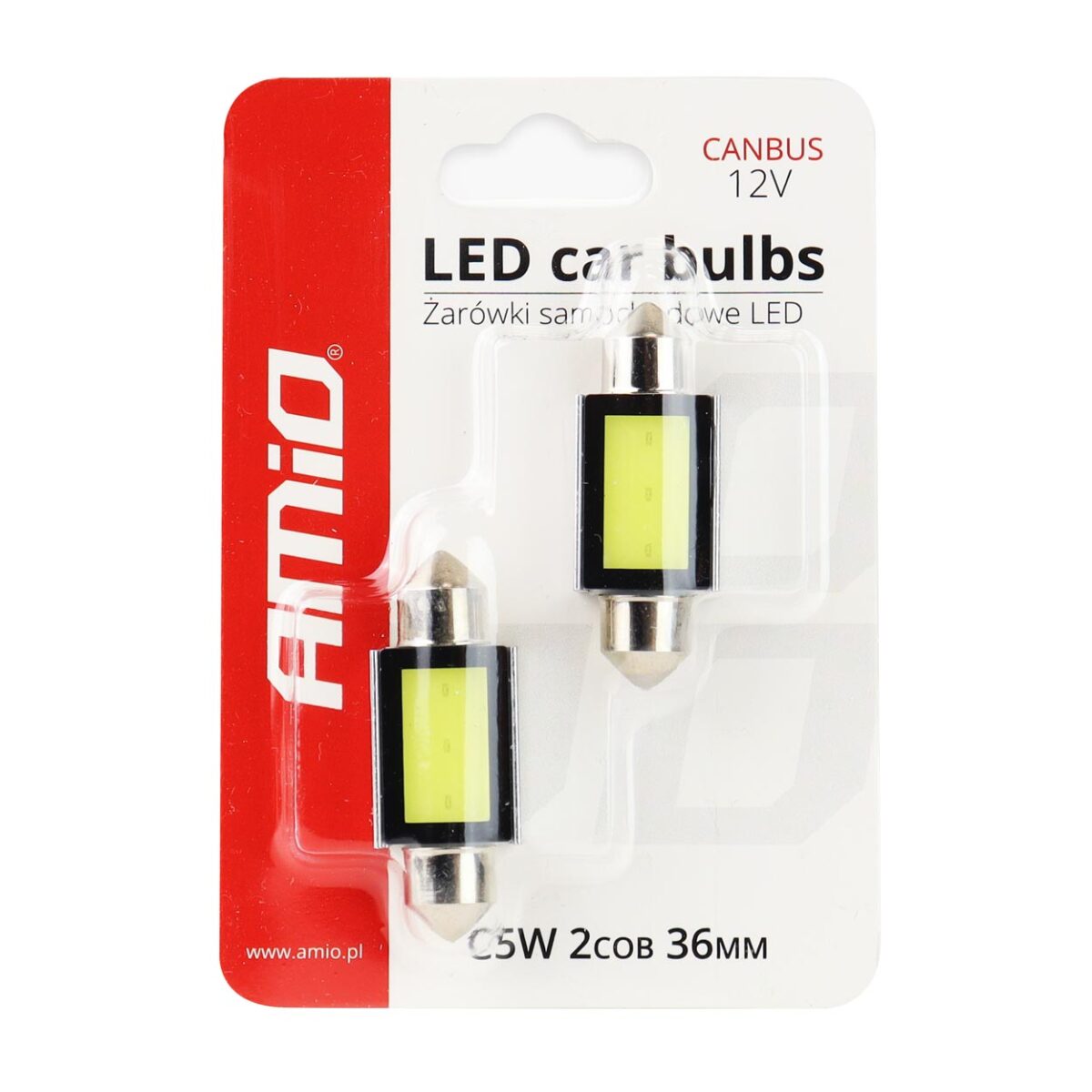 ΛΑΜΠΑΚΙΑ ΠΛΑΦΟΝΙΕΡΑΣ 36mm 12V 5.600K COB LED CAN-BUS AMIO - 2 ΤΕΜ. - Image 2