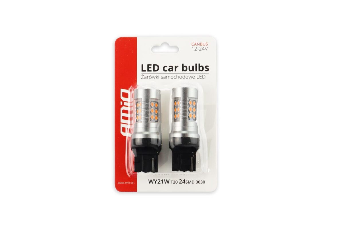 WY21W T20 12/24V 6,2W 800lm LED 24xSMD3030 CAN-BUS ΚΙΤΡΙΝΟ 18x56mm 2ΤΕΜ. - Image 3