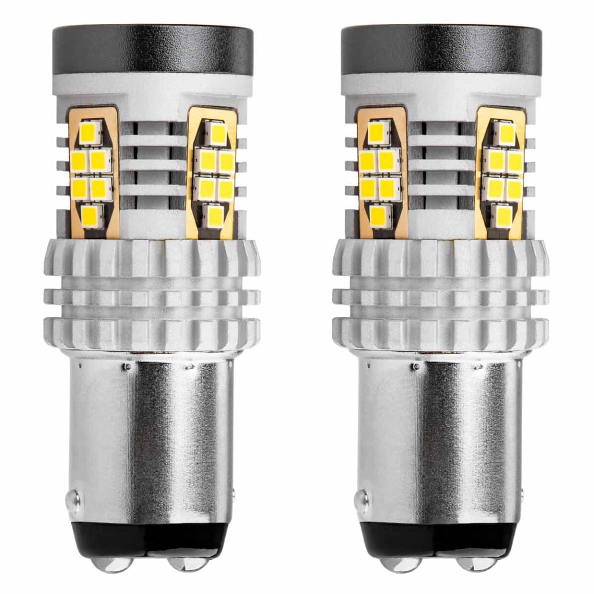 ΛΑΜΠΑΚΙΑ ΔΙΠΟΛΙΚΑ LED ΛΕΥΚΑ CAN-BUS P21/5w BAY15D 12/24V 24xSMD 3020 ΑMiO - 2 TEM. - Image 1