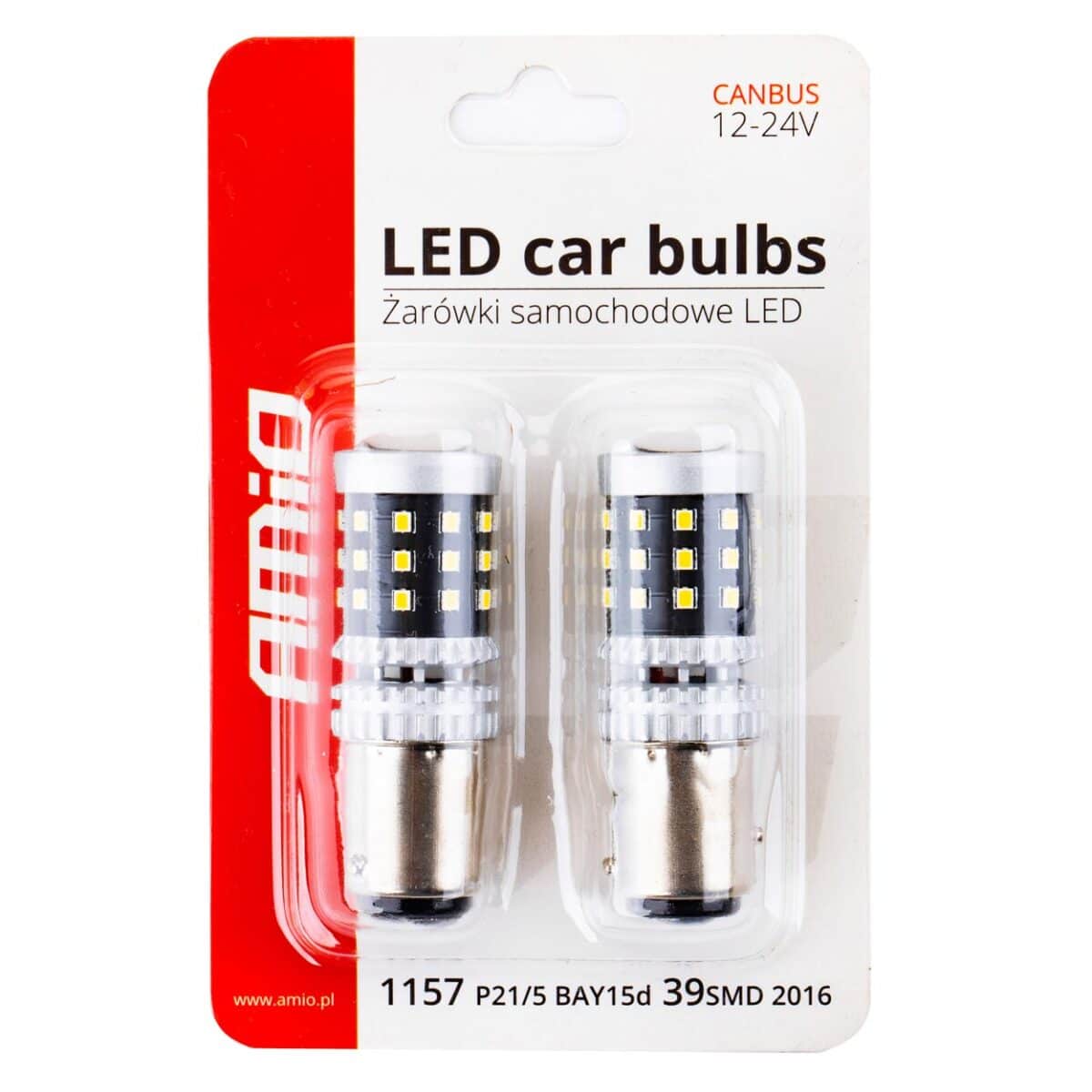 ΛΑΜΠΑΚΙΑ ΔΙΠΟΛΙΚΑ LED ΛΕΥΚΑ CAN-BUS P21/5w BAY15D 12/24V 39xSMD 2016 ΑMiO - 2 TEM. - Image 4