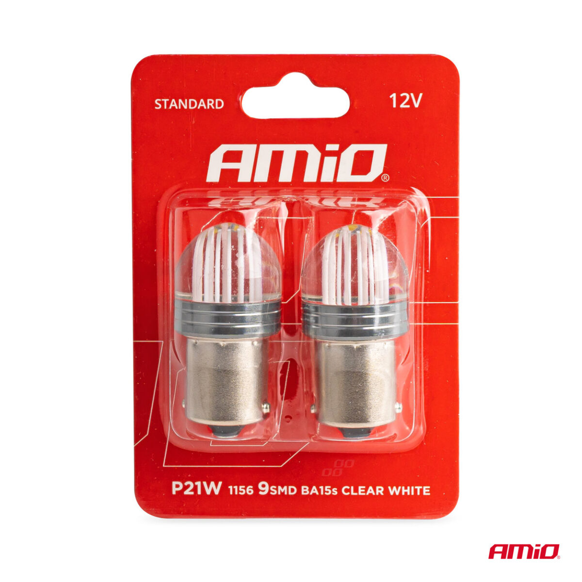 ΛΑΜΠΑΚΙΑ LED P21W 12V 6.000K 500lm 9SMD x 2835 ΜΟΝΟΠΟΛΙΚΑ AMIO - 2ΤΕΜ. - Image 2