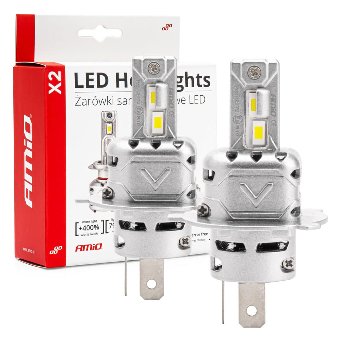 ΛΑΜΠΕΣ LED H4 10-16V 72W 6.500K 7920lm CANBUS (ΑΝΕΜΙΣΤΗΡΑΚΙ) X2 SERIES AMIO - 2ΤΕΜ. - Image 1