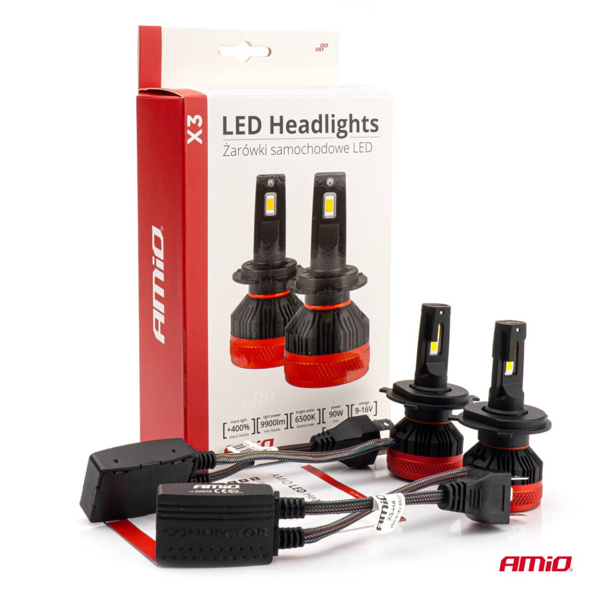 ΛΑΜΠΕΣ LED H4 10-16V 90W 6.500K 9900lm CAN BUS (ME ΑΝΕΜΙΣΤΗΡΑΚΙ) X3 SERIES AMIO - 2ΤΕΜ. - Image 8