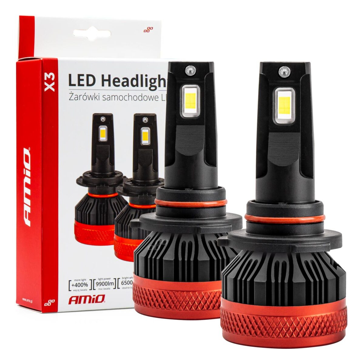 ΛΑΜΠΕΣ LED CAN-BUS HΒ4 9006 9>16V 90W 6.500K 9900lm (ΜΕ ΑΝΕΜΙΣΤΗΡΑΚΙ) X3 SERIES AMIO - 2 Τεμ. - Image 1