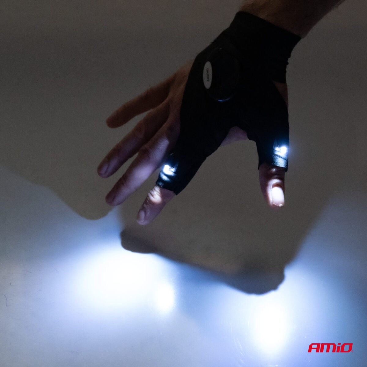 ΓΑΝΤΙΑ ΧΕΙΡΟΣ ΓΙΑ 2 ΔΑΧΤΥΛΑ ΜΕ 2 LED ΕΛΑΣΤΙΚΑ ΑΔΙΑΒΡΟΧΑ ΣΕ ΜΑΥΡΟ ΧΡΩΜΑ ΑMiO - 2 TEM. - Image 2