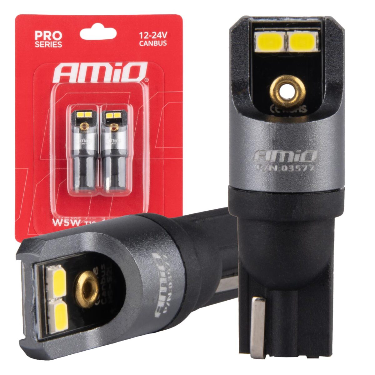 ΛΑΜΠΑΚΙΑ T10 W5W 12/24V 6.000K 4xSMD LED CAN-BUS ΛΕΥΚΟ 2016 PRO SERIES AMIO - 2 Τεμ. - Image 1
