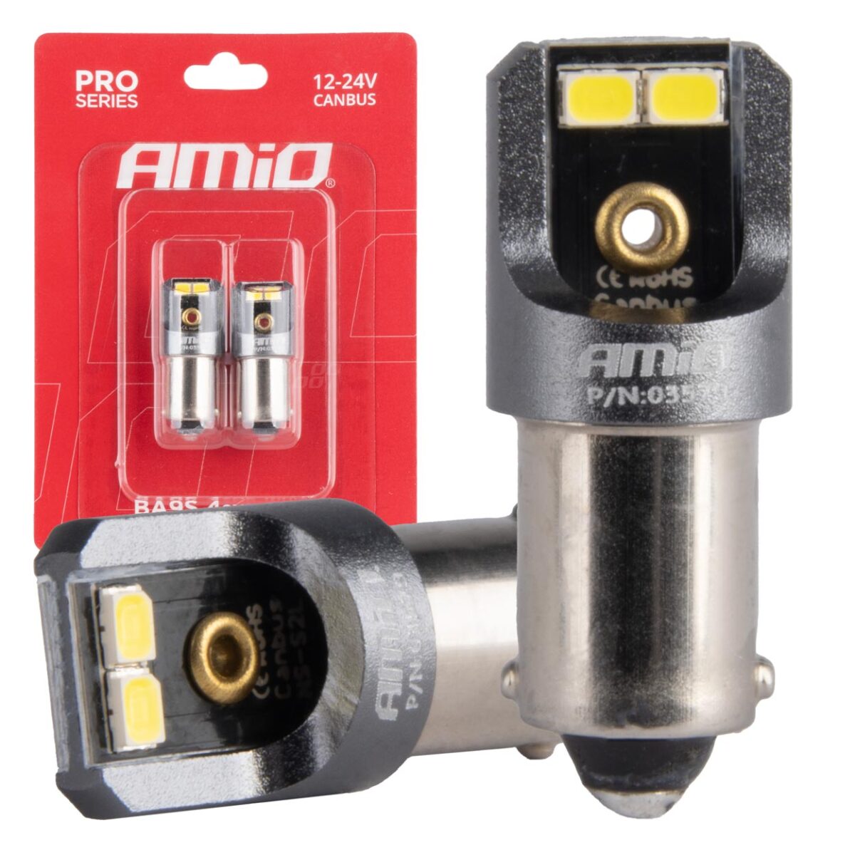 ΛΑΜΠΑΚΙΑ T4W BA9s 12/24V 6.000K 4xSMD LED CAN-BUS ΛΕΥΚΟ 2016 PRO SERIES AMIO - 2 Τεμ. - Image 1