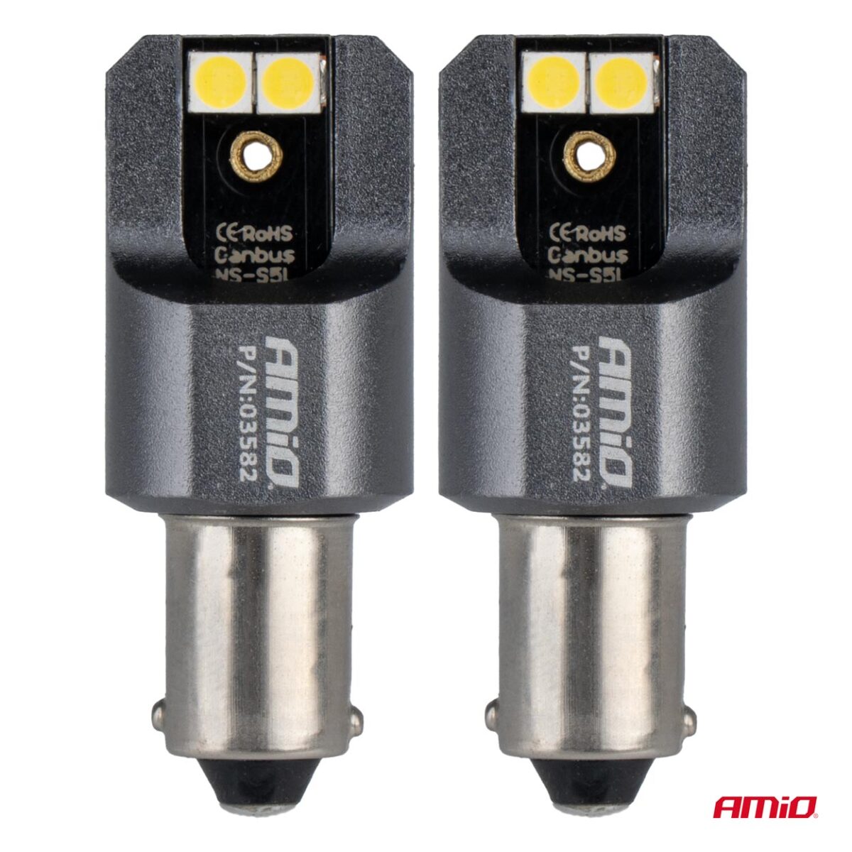 ΛΑΜΠΕΣ T4W BA9s 12/24V 6.000K 4xSMD LED FULL CAN-BUS ΛΕΥΚΟ 3030 PRO SERIES AMIO - 2 ΤΕΜ. - Image 2