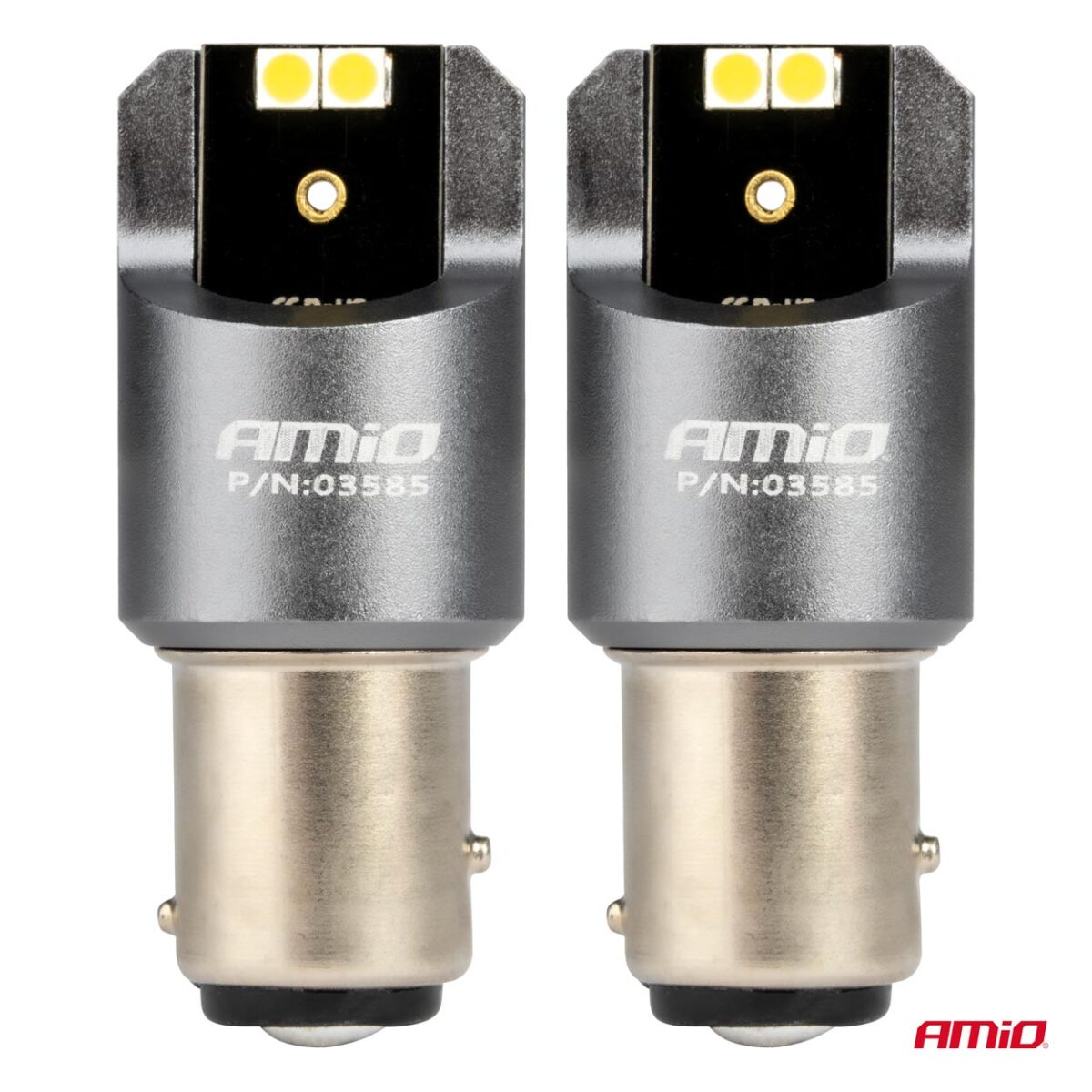 ΛΑΜΠΑΚΙΑ P21/5W BAY15d 12/24V 6.000K 4xSMD LED CAN-BUS ΛΕΥΚΟ PRO SERIES AMIO - 2 Τεμ. - Image 2