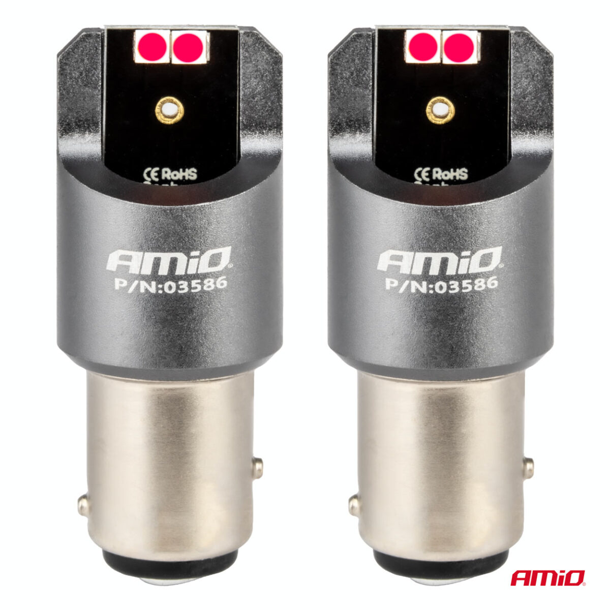 ΛΑΜΠΑΚΙΑ P21/5W BAY15d 12/24V 6.000K 4xSMD LED CAN-BUS ΚΟΚΚΙΝΟ PRO SERIES AMIO - 2 Τεμ. - Image 2