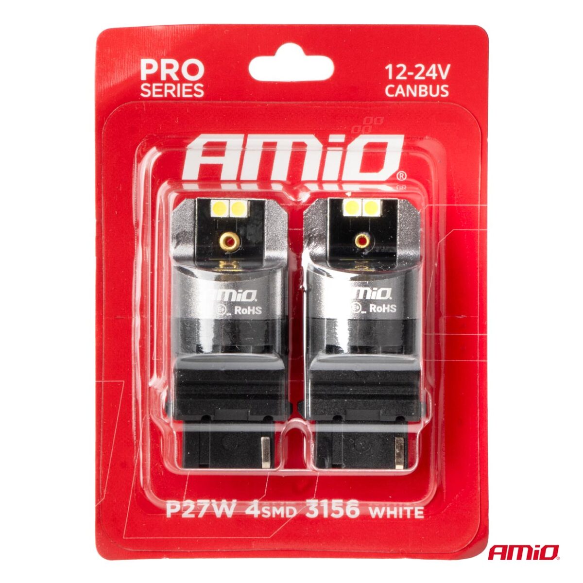 ΛΑΜΠΕΣ P27W 12/24V 6.000K 4SMD LED CAN-BUS ΛΕΥΚΑ PRO SERIES AMIO - 2 ΤΕΜ. - Image 4