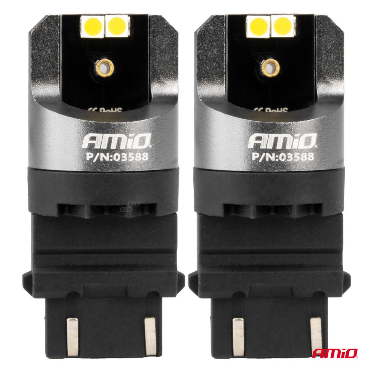 ΛΑΜΠΕΣ P27/7W 12/24V 6.000K 4SMD LED CAN-BUS ΛΕΥΚΑ PRO SERIES AMIO - 2 ΤΕΜ. - Image 2