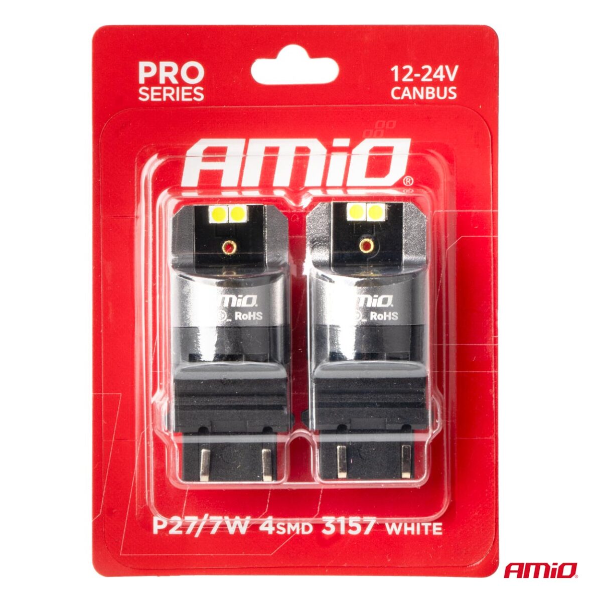 ΛΑΜΠΕΣ P27/7W 12/24V 6.000K 4SMD LED CAN-BUS ΛΕΥΚΑ PRO SERIES AMIO - 2 ΤΕΜ. - Image 4