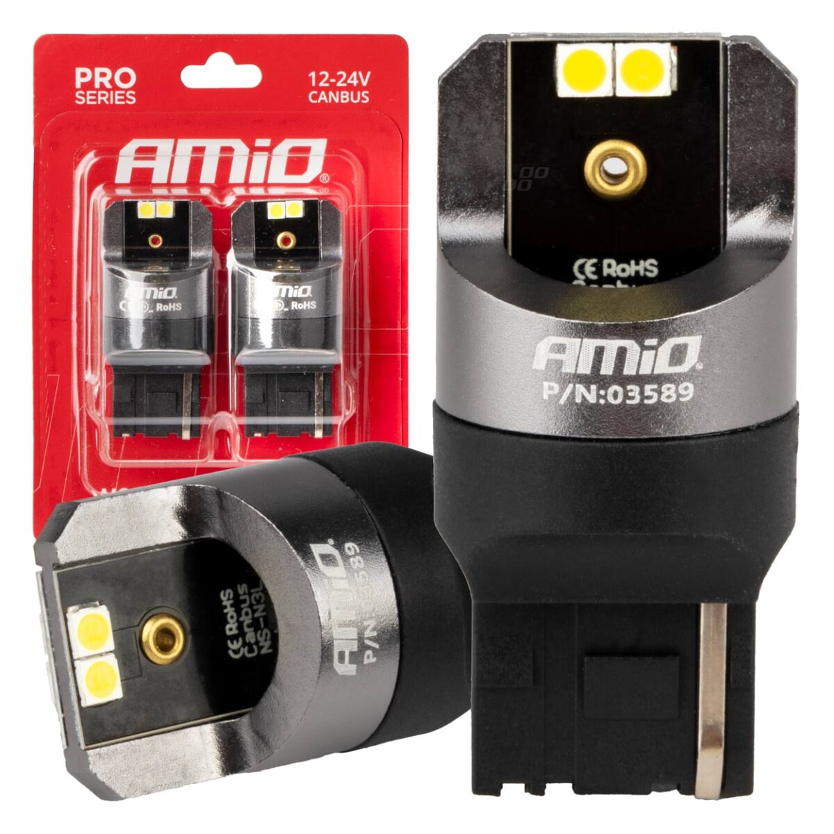 ΛΑΜΠΕΣ W21W 12/24V 6.000K 4SMD LED CAN-BUS ΛΕΥΚΑ PRO SERIES AMIO - 2 ΤΕΜ. - Image 1