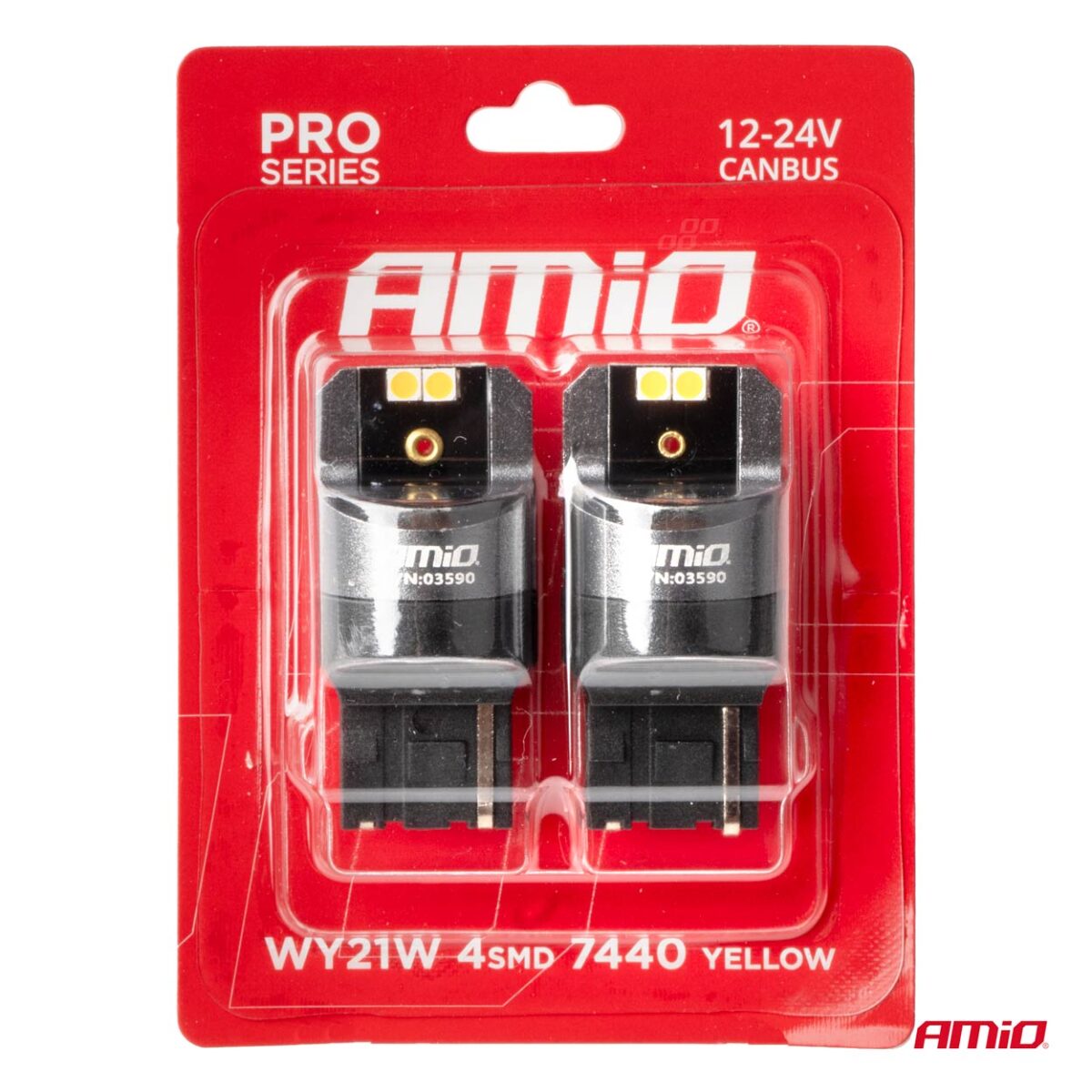 ΛΑΜΠΕΣ WY21W 12/24V 6.000K 4SMD LED CAN-BUS ΚΙΤΡΙΝΟ PRO SERIES AMIO - 2 ΤΕΜ. - Image 4