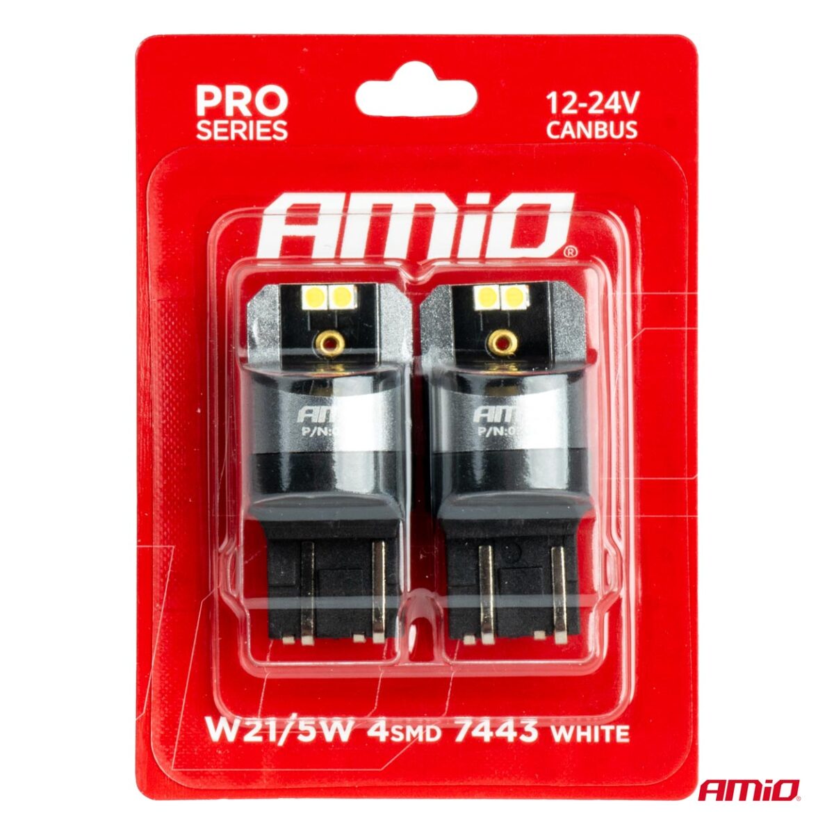 ΛΑΜΠΑΚΙΑ W21/5W 7443 12/24V 6.000K 4xSMD LED CAN-BUS ΛΕΥΚΟ PRO SERIES AMIO - 2 Τεμ. - Image 4