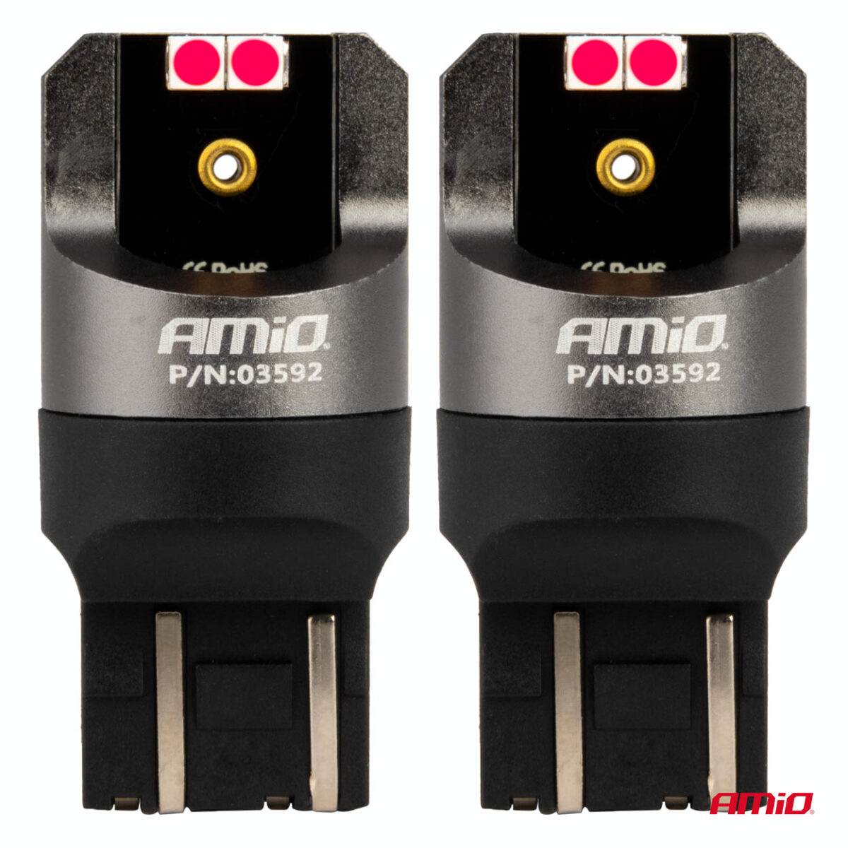 ΛΑΜΠΑΚΙΑ W21/5W 7443 12/24V 6.000K 4xSMD LED CAN-BUS ΚΟΚΚΙΝΟ PRO SERIES AMIO - 2 Τεμ. - Image 2