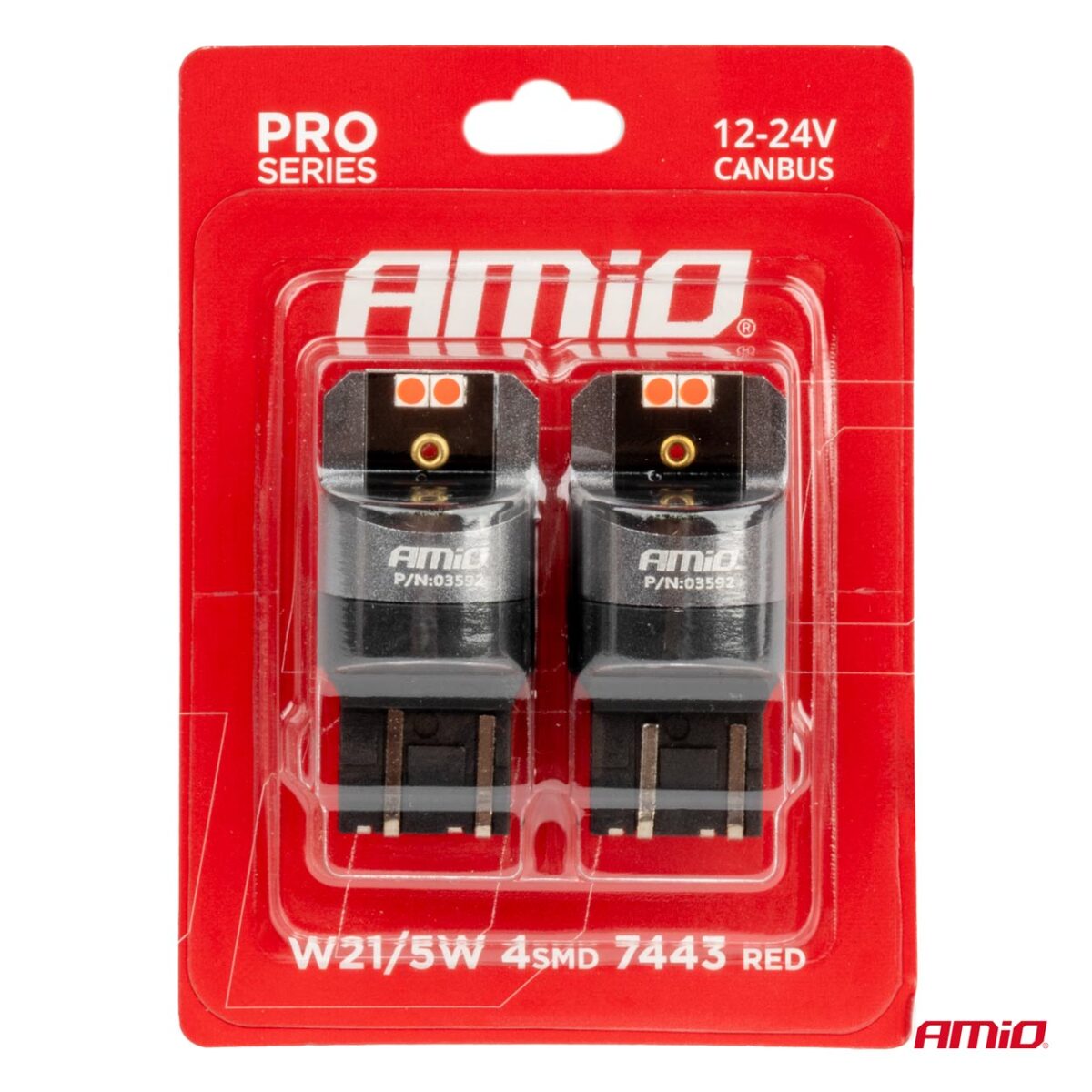 ΛΑΜΠΑΚΙΑ W21/5W 7443 12/24V 6.000K 4xSMD LED CAN-BUS ΚΟΚΚΙΝΟ PRO SERIES AMIO - 2 Τεμ. - Image 4