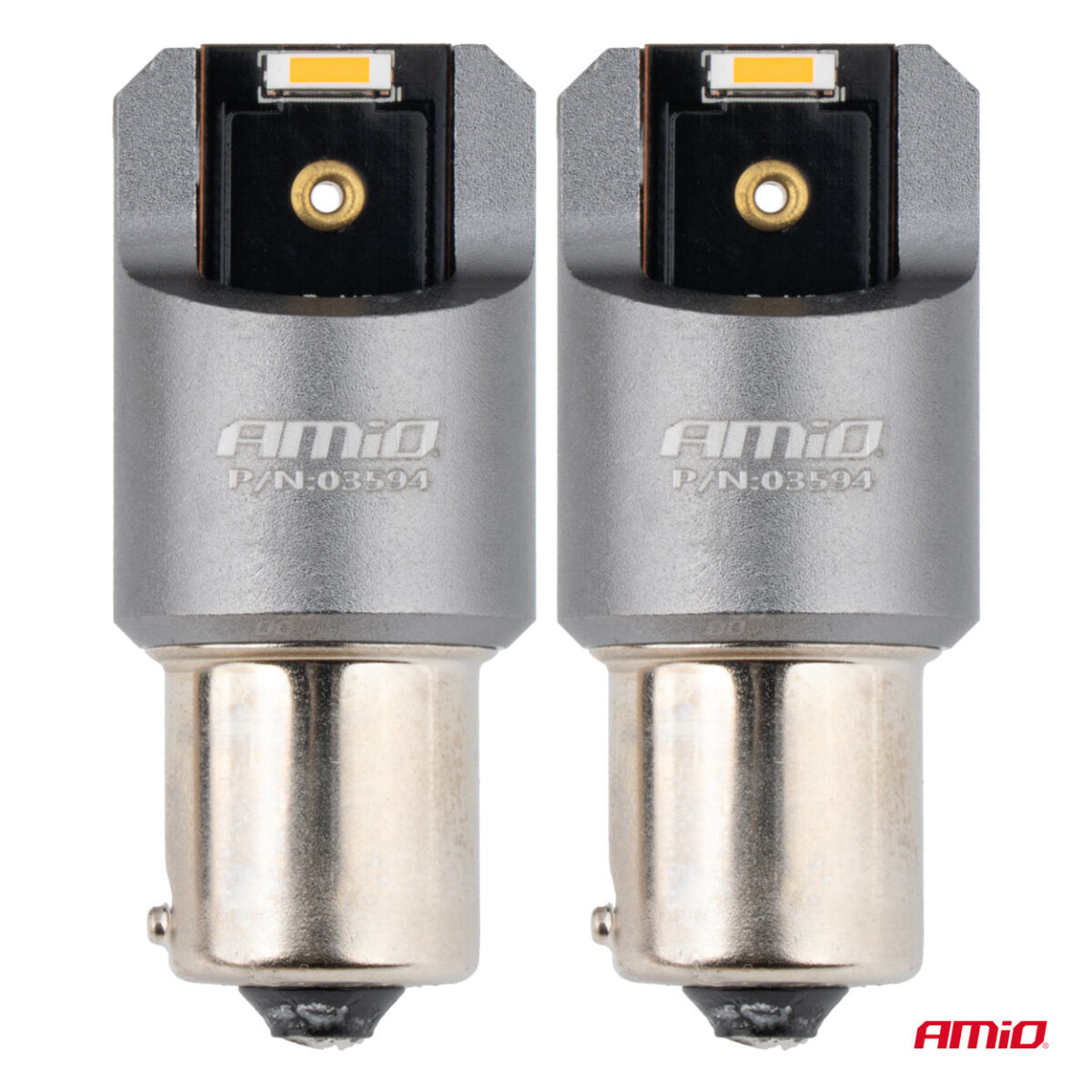 ΛΑΜΠΑΚΙΑ PY21W BAU15s 12/24V 6.000K 2xSMD LED FULL CAN-BUS ΠΟΡΤΟΚΑΛΙ PRO SERIES AMIO - 2 Τεμ. - Image 2