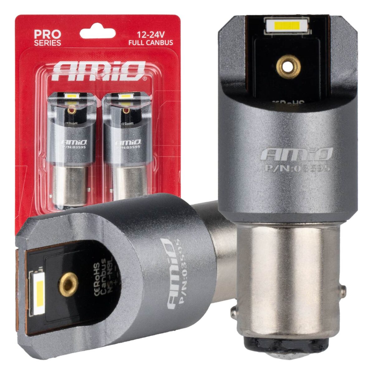 ΛΑΜΠΑΚΙΑ P21/5W BAY15d 12/24V 6.000K 2xSMD LED FULL CAN-BUS ΛΕΥΚΟ PRO SERIES  AMIO - 2 Τεμ. - Image 1