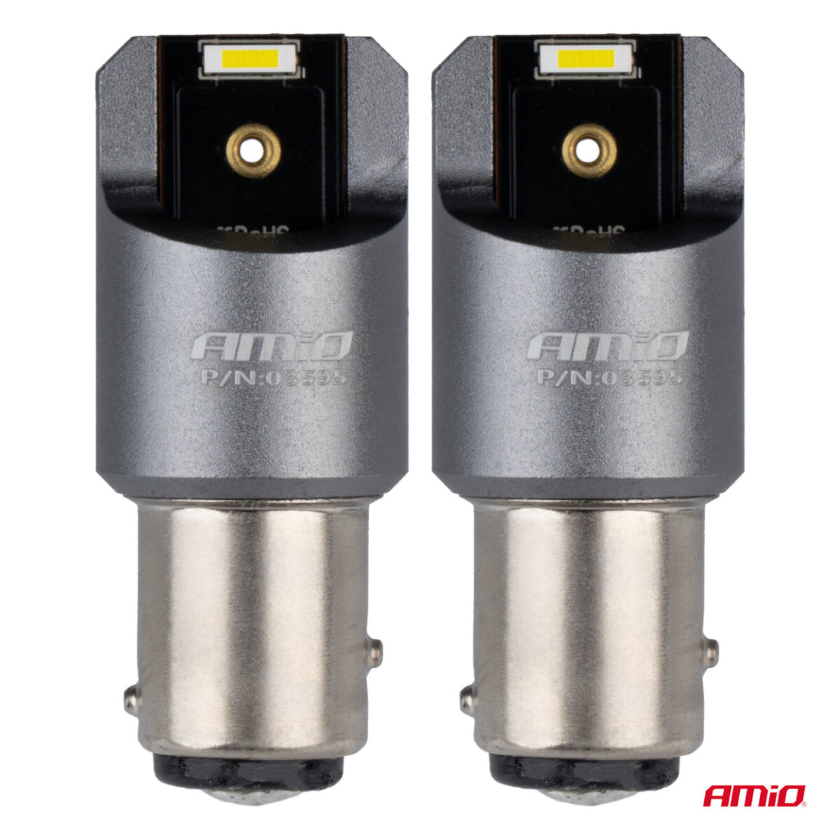 ΛΑΜΠΑΚΙΑ P21/5W BAY15d 12/24V 6.000K 2xSMD LED FULL CAN-BUS ΛΕΥΚΟ PRO SERIES  AMIO - 2 Τεμ. - Image 2