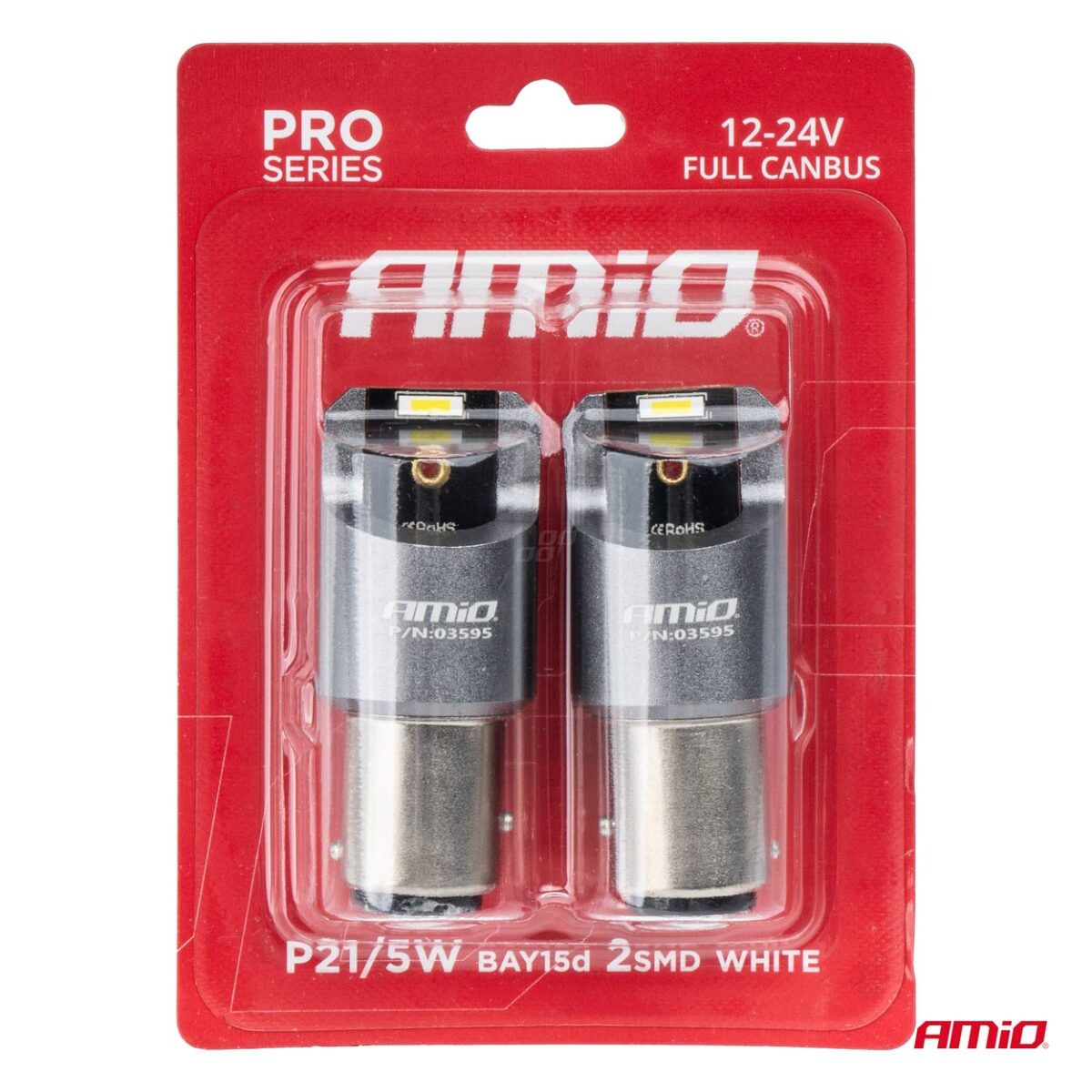ΛΑΜΠΑΚΙΑ P21/5W BAY15d 12/24V 6.000K 2xSMD LED FULL CAN-BUS ΛΕΥΚΟ PRO SERIES  AMIO - 2 Τεμ. - Image 4