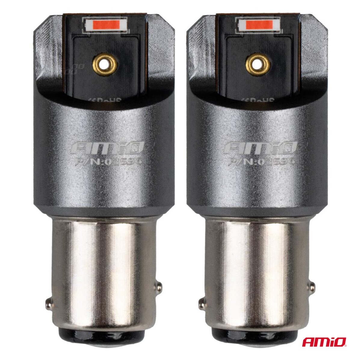 ΛΑΜΠΑΚΙΑ P21/5W BAY15d 12/24V 6.000K 2xSMD LED FULL CAN-BUS ΚΟΚΚΙΝΟ PRO SERIES AMIO - 2 Τεμ. - Image 2
