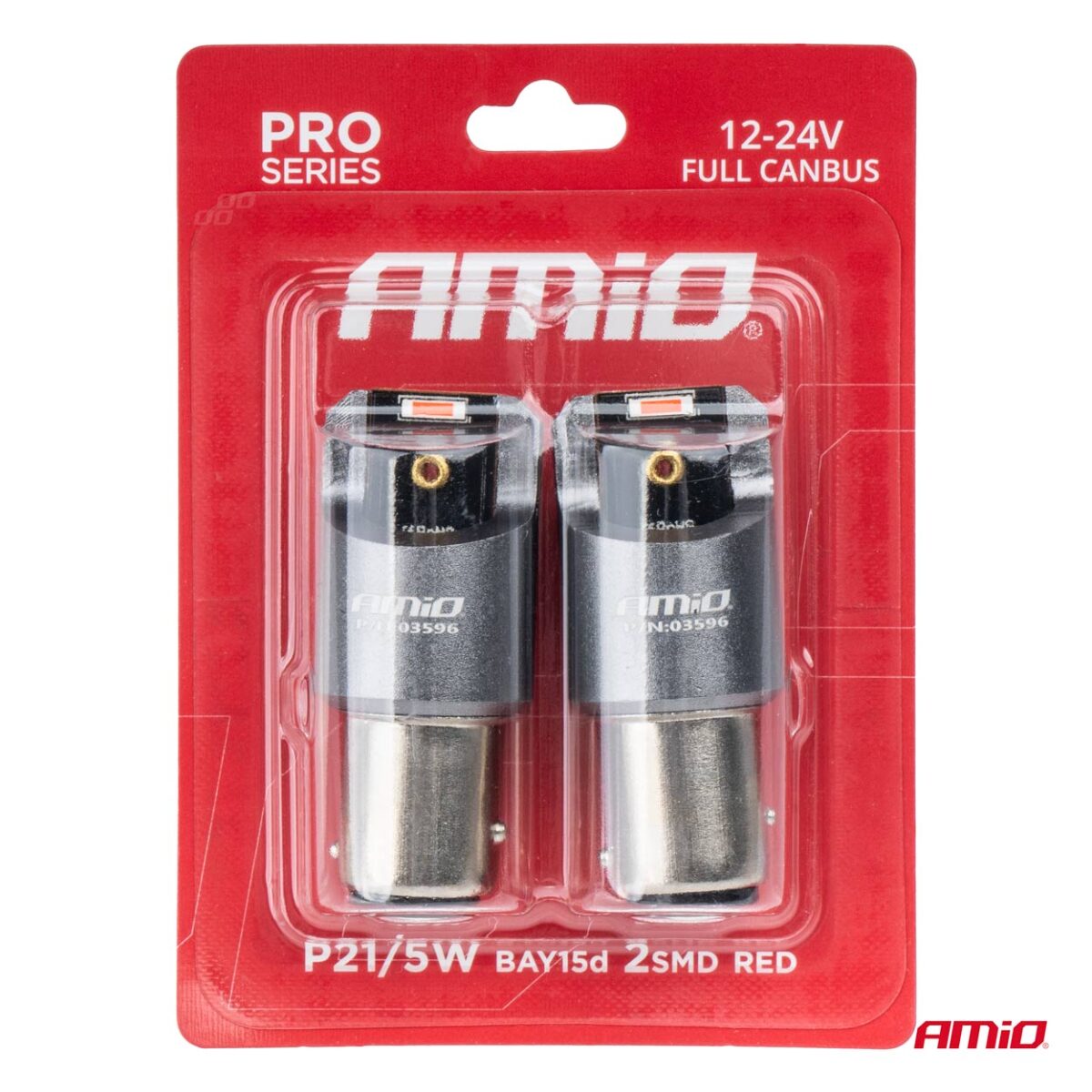 ΛΑΜΠΑΚΙΑ P21/5W BAY15d 12/24V 6.000K 2xSMD LED FULL CAN-BUS ΚΟΚΚΙΝΟ PRO SERIES AMIO - 2 Τεμ. - Image 4