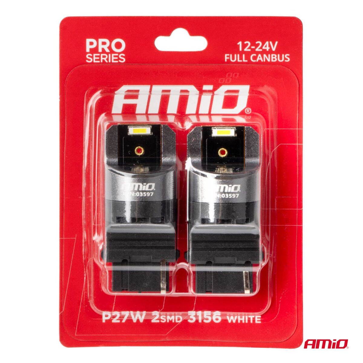 ΛΑΜΠΑΚΙΑ P27W 12/24V 6.000K 2SMD LED FULL CAN-BUS ΛΕΥΚΟ PRO SERIES AMIO - 2 Τεμ. - Image 4