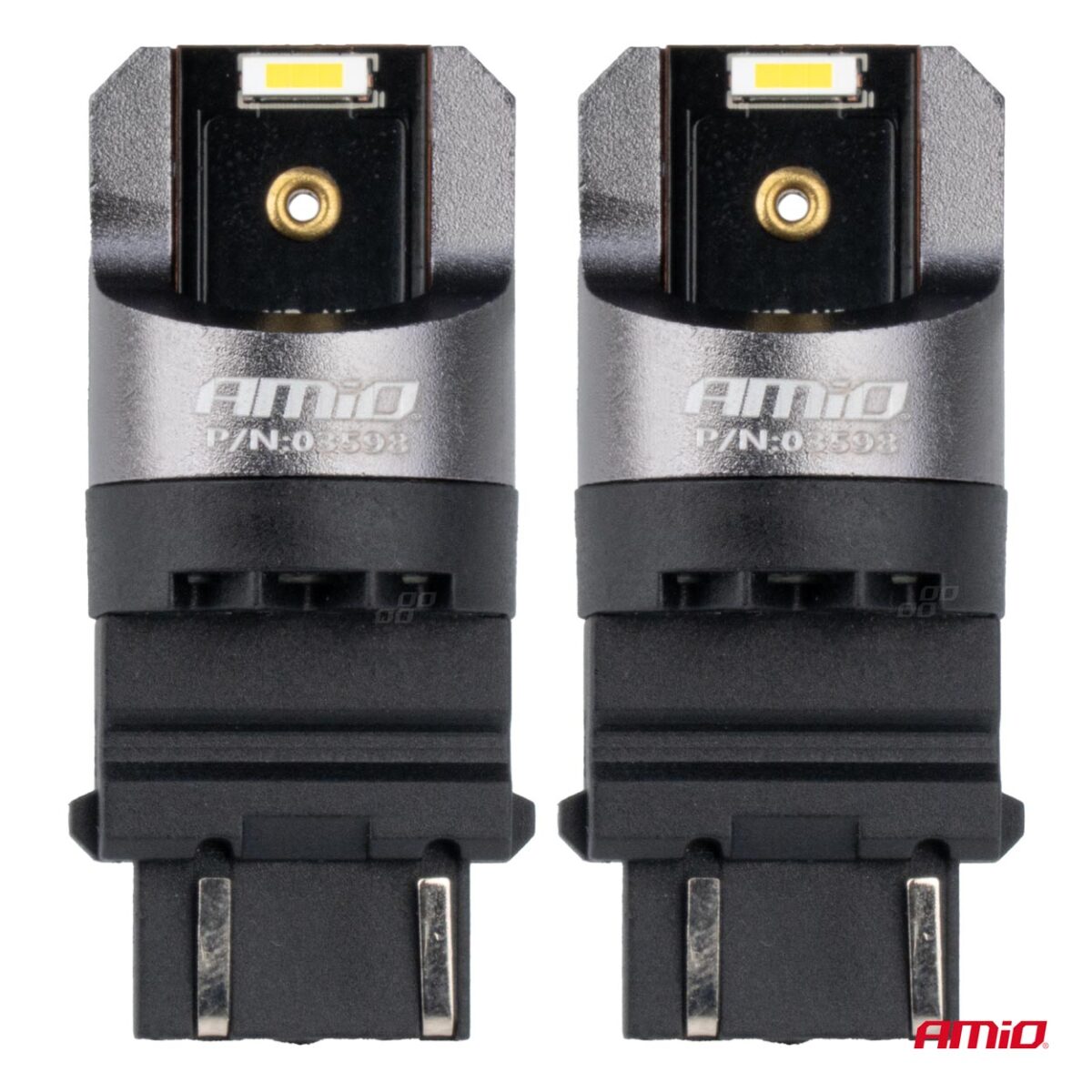 ΛΑΜΠΑΚΙΑ P27/7W 3157 12/24V 6.000K 2xSMD LED FULL CAN-BUS ΛΕΥΚΟ PRO SERIES AMIO - 2 Τεμ. - Image 2