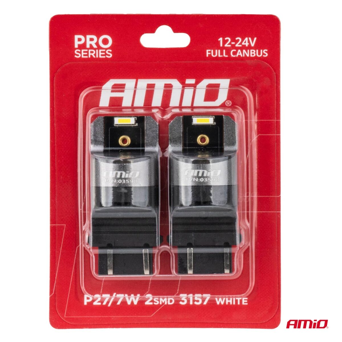 ΛΑΜΠΑΚΙΑ P27/7W 3157 12/24V 6.000K 2xSMD LED FULL CAN-BUS ΛΕΥΚΟ PRO SERIES AMIO - 2 Τεμ. - Image 4
