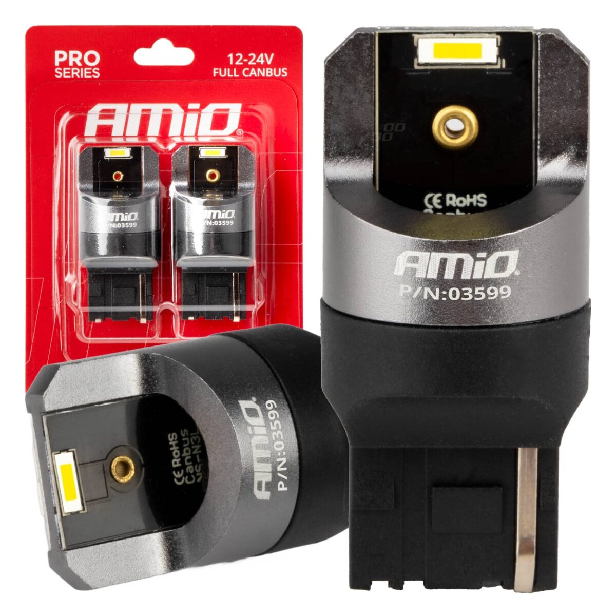 ΛΑΜΠΑΚΙΑ W21W 12/24V 6.000K 2SMD LED FULL CAN-BUS ΛΕΥΚΑ PRO SERIES AMIO - 2 Τεμ. - Image 1