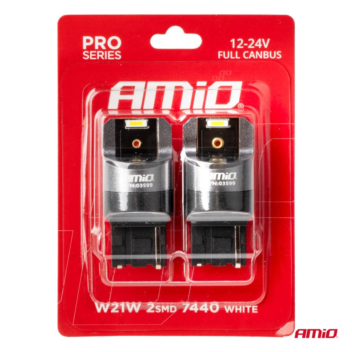 ΛΑΜΠΑΚΙΑ W21W 12/24V 6.000K 2SMD LED FULL CAN-BUS ΛΕΥΚΑ PRO SERIES AMIO - 2 Τεμ. - Image 4
