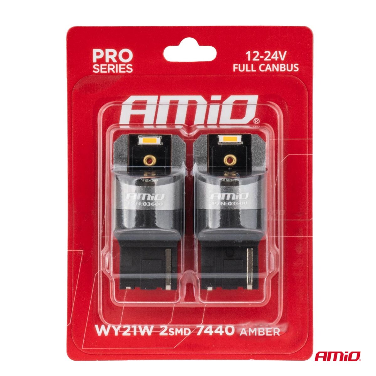 ΛΑΜΠΑΚΙΑ WY21W 7440 12/24V 6.000K 2xSMD LED FULL CAN-BUS ΠΟΡΤΟΚΑΛΙ PRO SERIES AMIO - 2 Τεμ. - Image 4