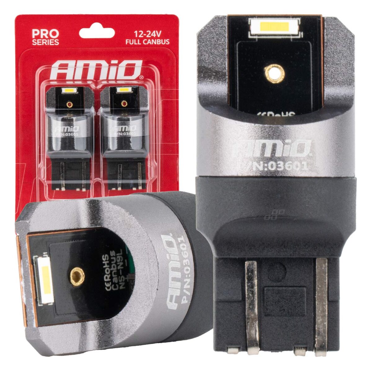 ΛΑΜΠΑΚΙΑ W21/5W 7443 12/24V 6.000K 2xSMD LED FULL CAN-BUS ΛΕΥΚΟ PRO SERIES  AMIO - 2 Τεμ. - Image 1