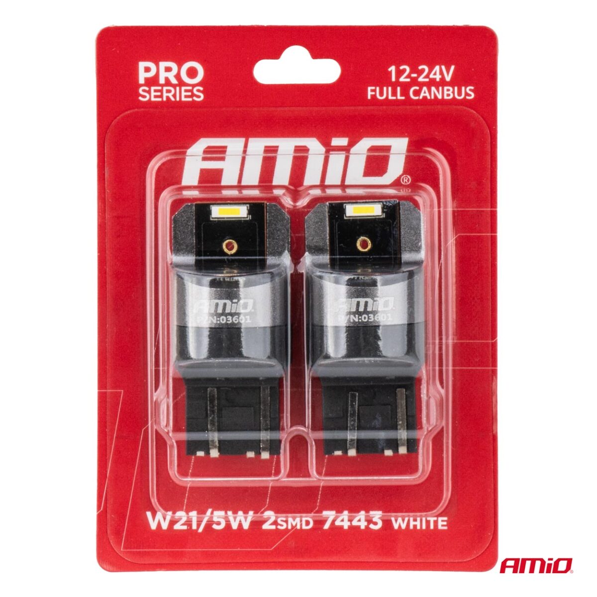 ΛΑΜΠΑΚΙΑ W21/5W 7443 12/24V 6.000K 2xSMD LED FULL CAN-BUS ΛΕΥΚΟ PRO SERIES  AMIO - 2 Τεμ. - Image 4