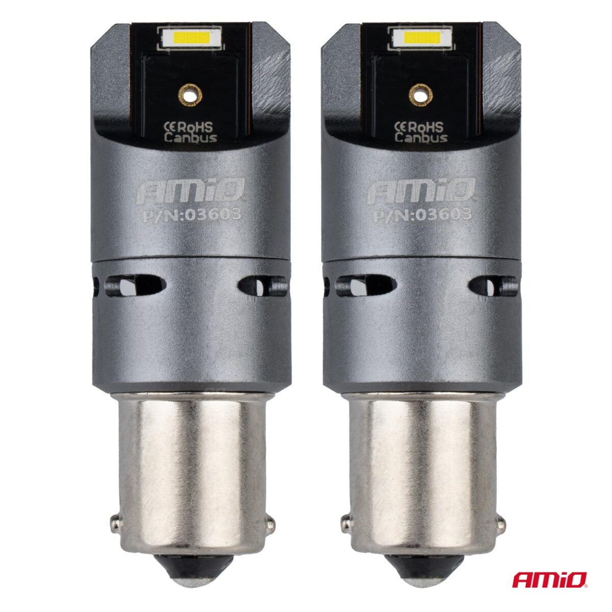 ΛΑΜΠΕΣ P21W BA15S 12/24V 6.000K 2xSMD LED FULL CAN-BUS (ΜΕ ΑΝΕΜΙΣΤΗΡΑΚΙ) ΛΕΥΚΟ PRO SERIES AMIO - 2 ΤΕΜ. - Image 2