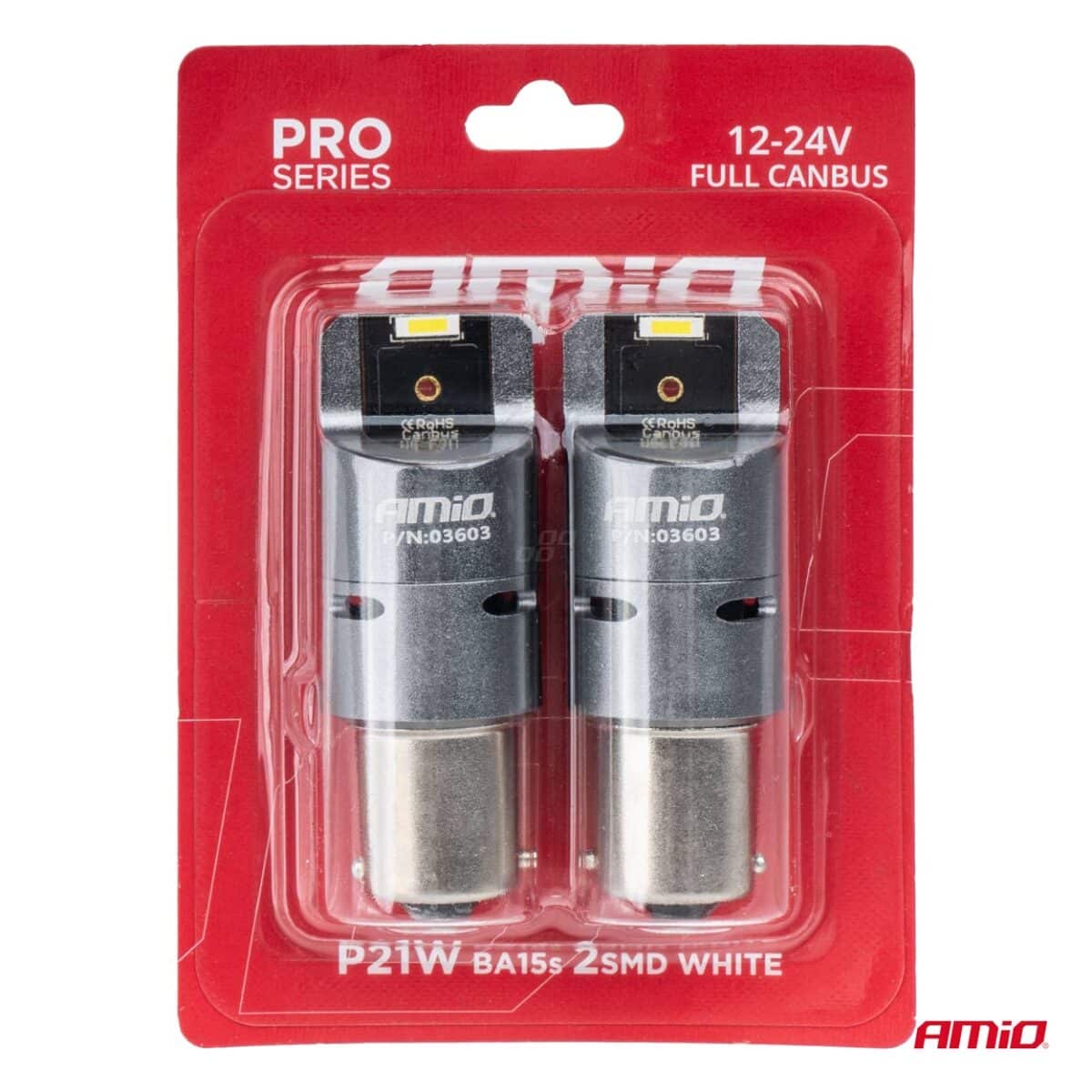 ΛΑΜΠΕΣ P21W BA15S 12/24V 6.000K 2xSMD LED FULL CAN-BUS (ΜΕ ΑΝΕΜΙΣΤΗΡΑΚΙ) ΛΕΥΚΟ PRO SERIES AMIO - 2 ΤΕΜ. - Image 4