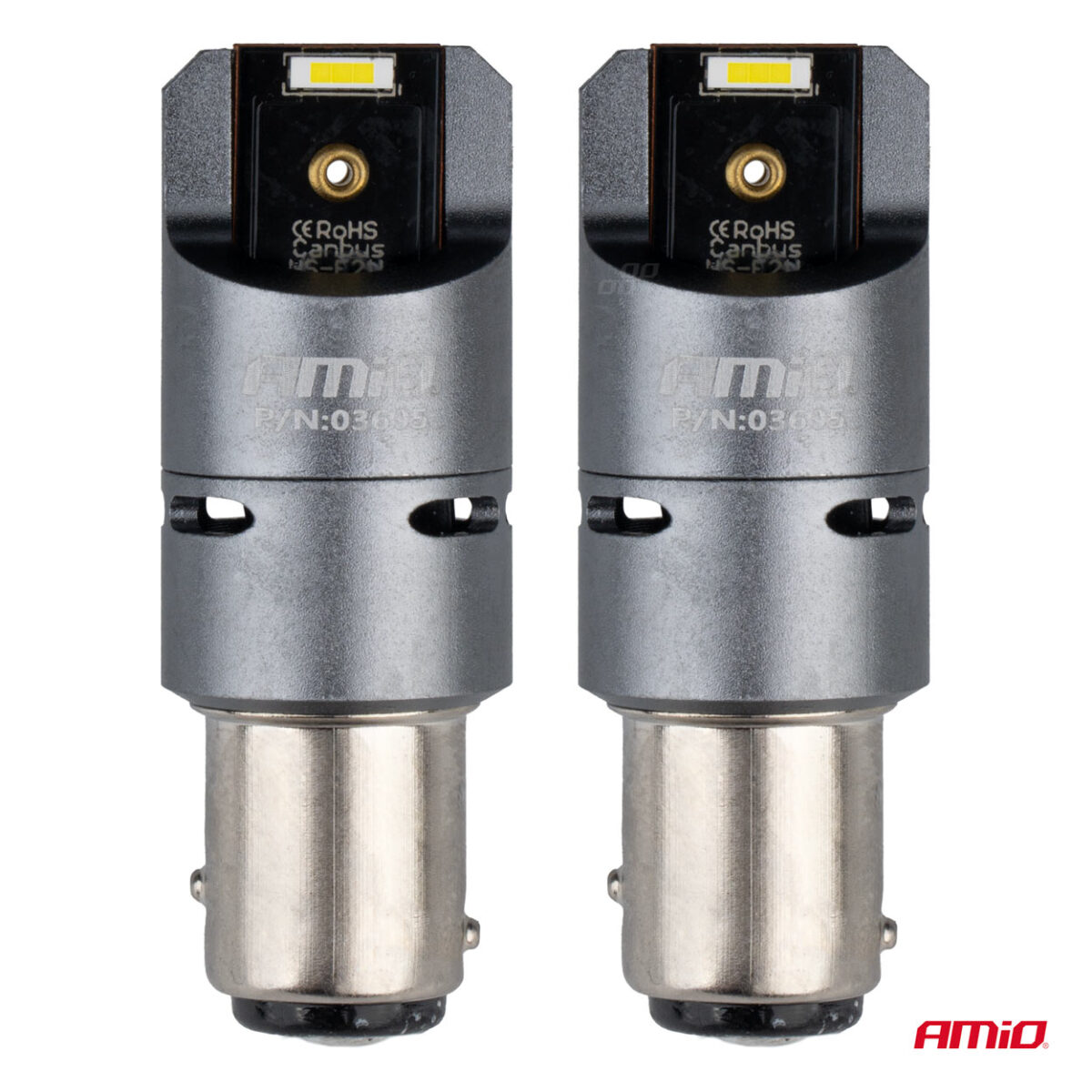 P21/5W BAY15s 12/24V 6.000K 2xSMD LED(ΜΕ ΑΝΕΜΙΣΤΗΡΑΚΙ) FULL CAN-BUS ΛΕΥΚΟ PRO SERIES  AMIO - 2 Τεμ. - Image 2