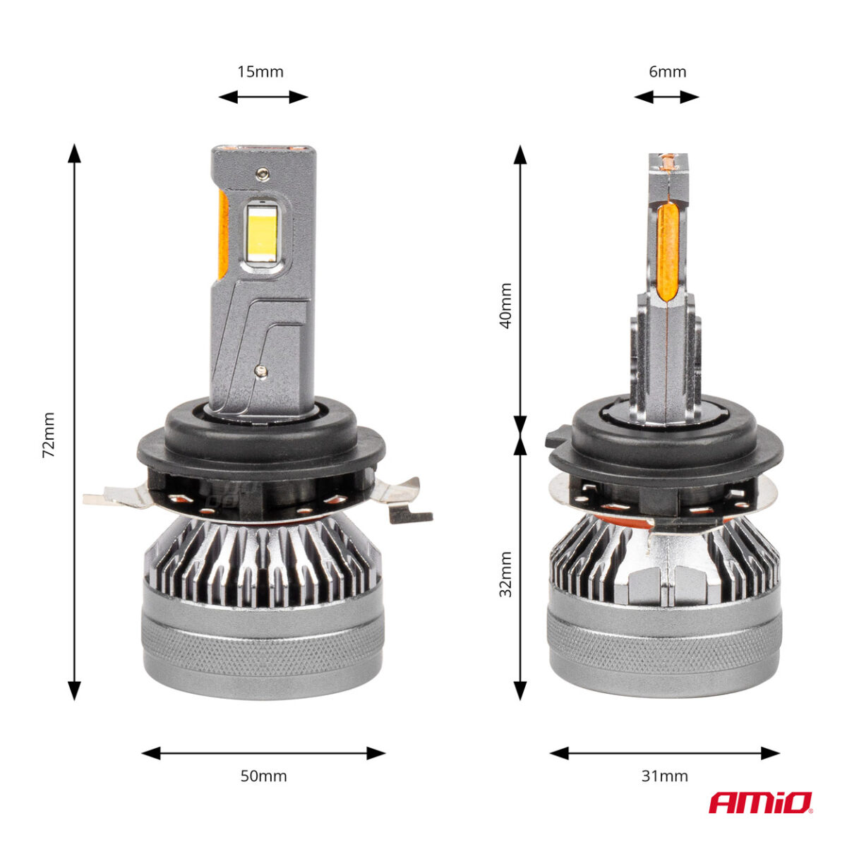 ΛΑΜΠΕΣ H7-1 9>48V 6.500K 4.500lm 50W HP SERIES LED CAN-BUS ΜΕ ΨΥΚΤΡΑ AMIO - 2 Τεμ. - Image 2
