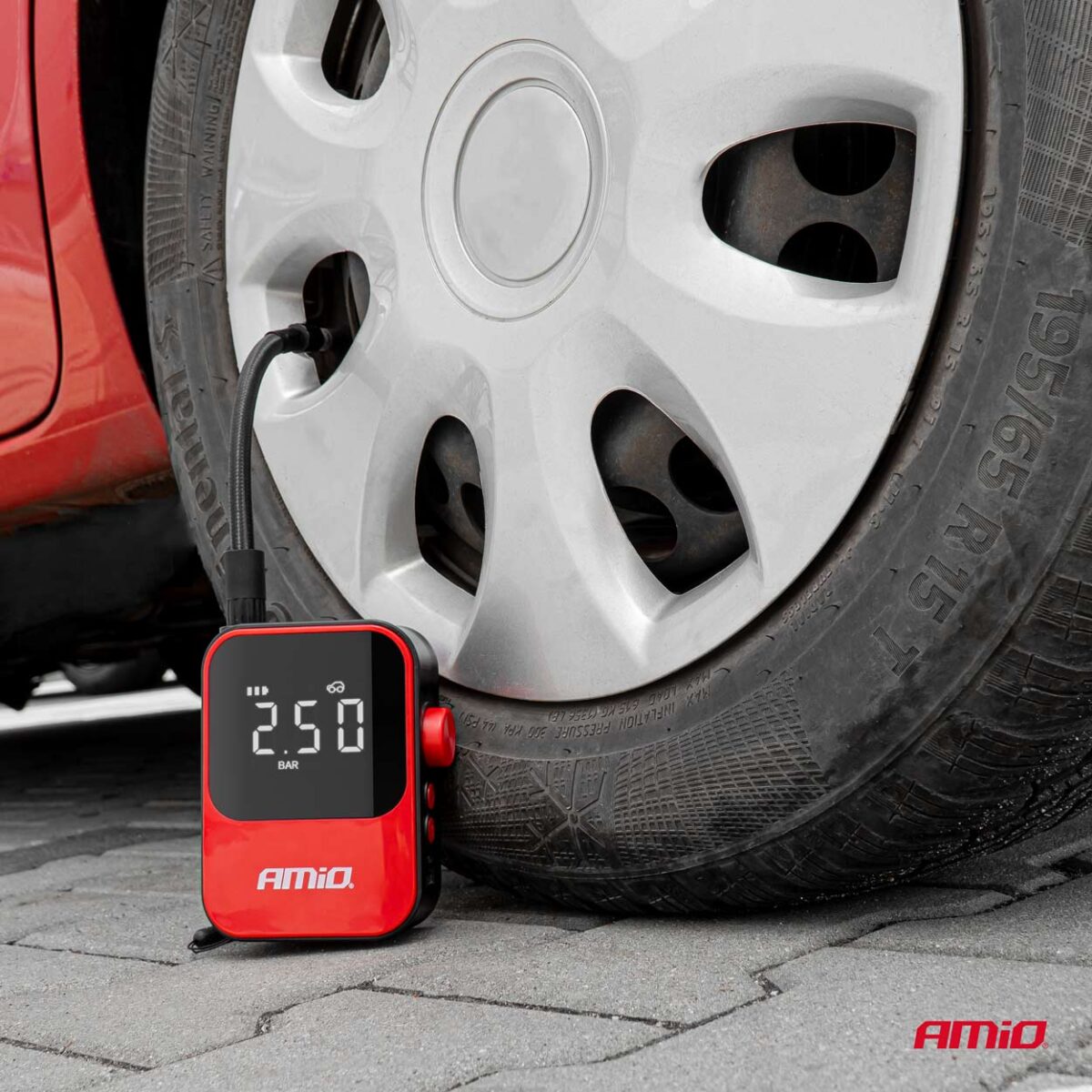 ΚΟΜΠΡΕΣΕΡ ΑΕΡΑ 7,4V 10bar/150psi 40W ΦΟΡΤΙΣΗ ΜΕ USB / ΜΕ 5 ΑΝΤΑΠΤΟΡΕΣ ΚΑΙ ΨΗΦΙΑΚΗ ΕΝΔΕΙΞΗ AMIO - 1 Τεμ. - Image 3