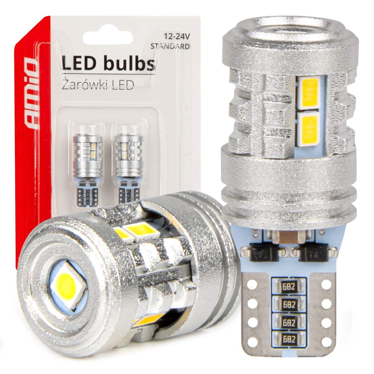 ΛΑΜΠΑΚΙΑ LED T10 W5W 12/24V LED 6x3020+1x3030SMD STANDARD ΛΕΥΚΑ ΑΜΙΟ - 2 ΤΕΜ. - Image 1