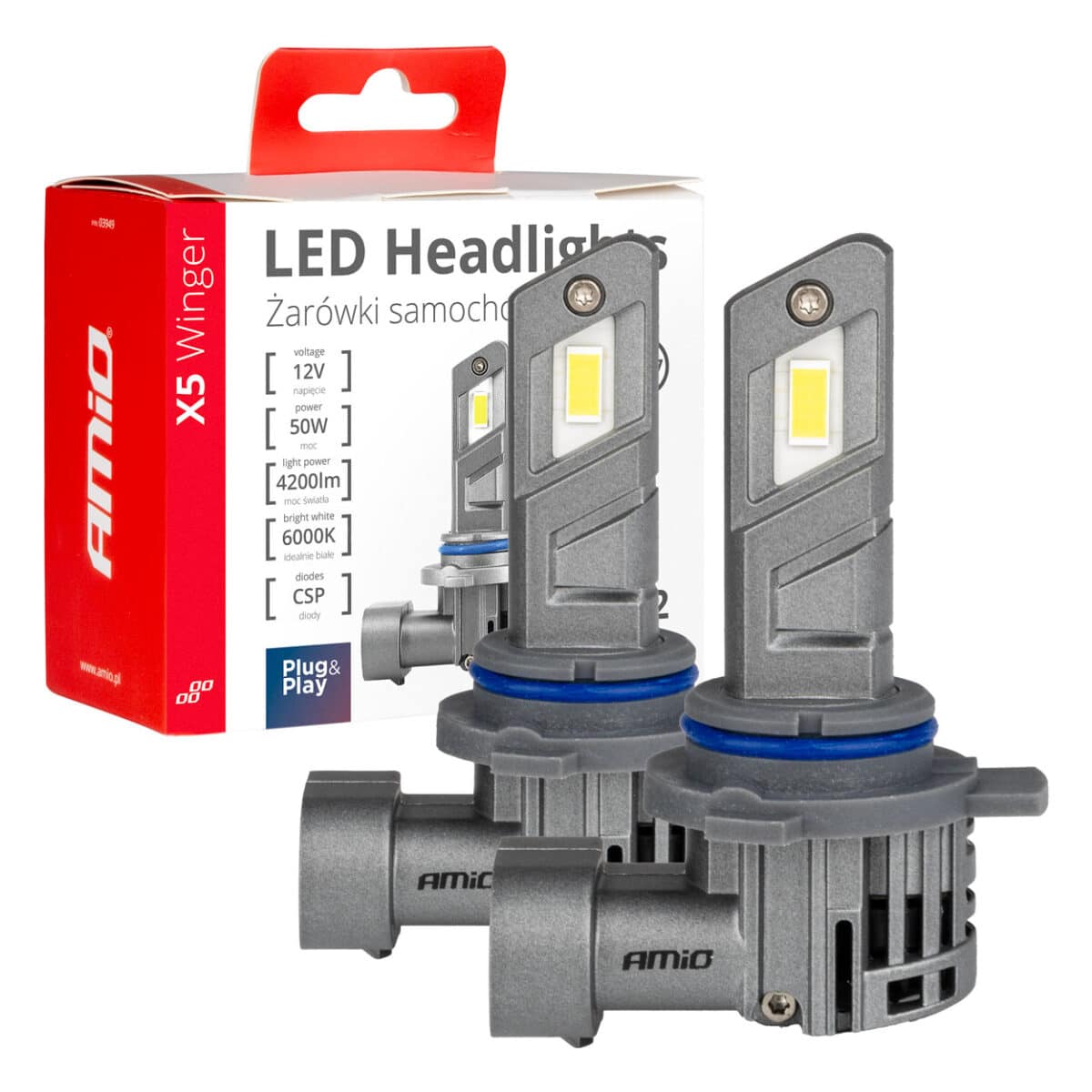 ΛΑΜΠΕΣ LED HIR2 12V 50W 6.000K 4200LM CSP CAN-BUS SERIES X5 WINGER AMIO - 2 Τεμ. - Image 1